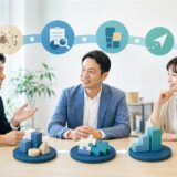 中小企業診断士とIT相談担当者が中小企業の課題と役割分担を整理している様子