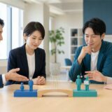 人材紹介会社とIT相談担当者が中小企業の課題と役割分担を整理している様子
